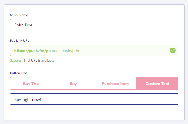 Adding seller information screenshot