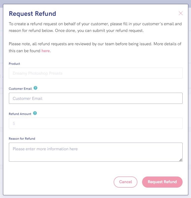 Request refund form